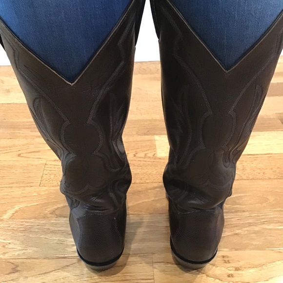 SALE❗️JUSTIN CHOCOLATE IGUANA LIZARD NARROW TOE - Picture 8 of 16